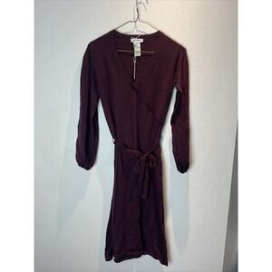 Max studio, wine knit long sleeve dress, knee length, xs, nwt